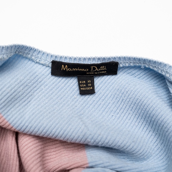 size XS Maxi Dress Stipes Massimo Dutti Blue Pink Brown Green - Picture 3 of 3